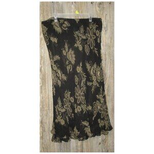 Style & Co Skirt Womens Sz 16 Black Beige Floral Boho Whimsigoth Fairy Grunge